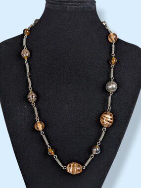 (2/$20) Artisan Hand Blown Glass Beaded Necklace